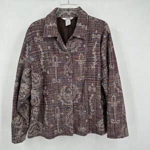 Womens Art To Wear Jacket Size L Silk Blend Tweed Embroidered Boho Textured